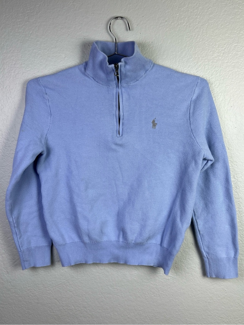 Polo Ralph Lauren Men Quarter Zip Blue Solid Sweater Size M